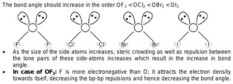 ntArrange the following in increasing bond angle n ntOF2 OCl2 OBr2 OI2n