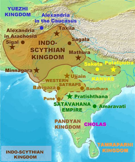 Map of the Indo-Saka Kingdoms (Illustration) - World History Encyclopedia