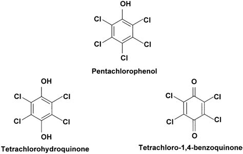 Diagram of the chemical structures of pentachlorophenol, | Download Scientific Diagram