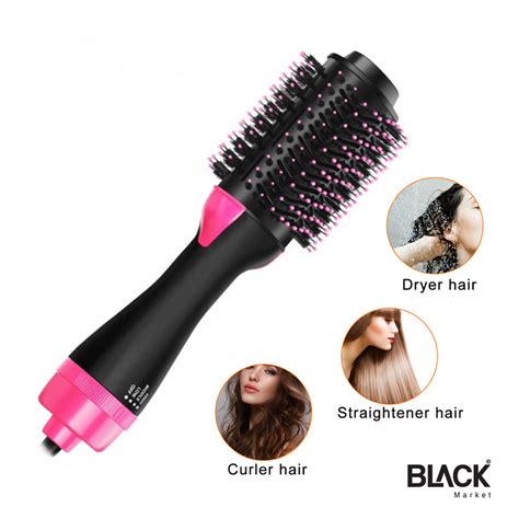 2 in 1 Hot Air Brush, Professional Hair Dryer & Styler Straightener - BLACK Market