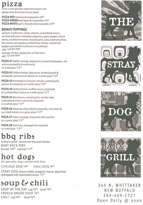 The Stray Dog Bar & Grill, New Buffalo, MI Menu, Hours, Details