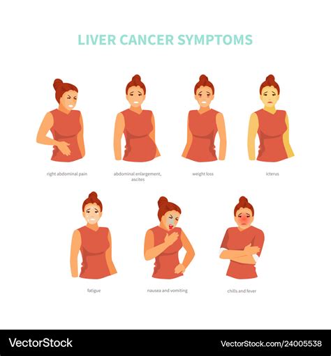 Liver cancer symptoms Royalty Free Vector Image