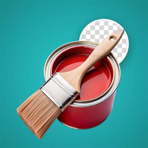 Premium PSD | Can of red paint and brush