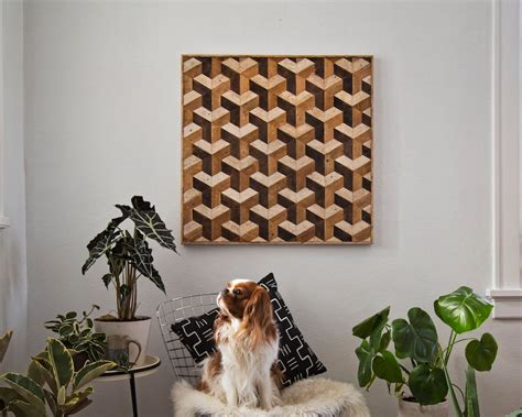 Reclaimed Wood Wall Art Decor Lath Pattern Geometric - Etsy