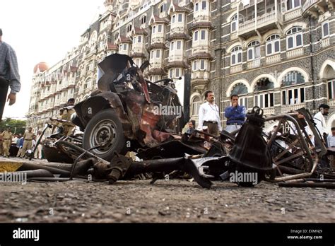 car remains damage explosion bomb blast Taj Mahal Hotel Gateway of ...