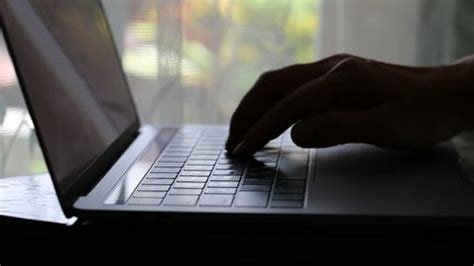 Silhouette Hand Typing Laptop Keyboard Closeup Stock Footage Video (100 ...