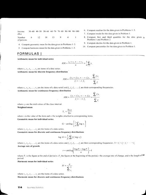 Central Tendency Formulas | PDF