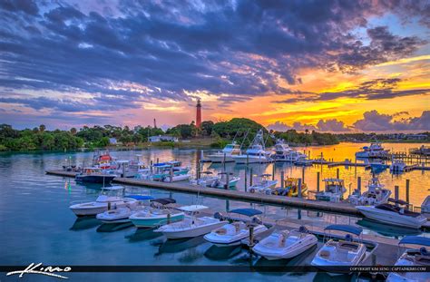 Jupiter Inlet Lighthouse Sunrise at Marina Waterway