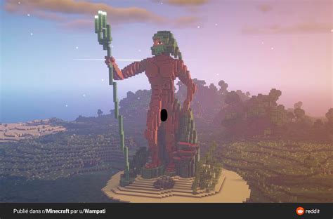 Une statue de Poséidon dans #Minecraft avec le cuivre. #minecraftbuilds 🧷 Images Minecraft ...