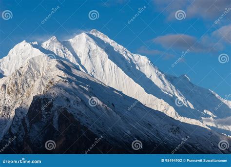 Rakaposhi Snow Mountain Peak At Hunza Valley, Gilgit Baltistan, Stock Photo | CartoonDealer.com ...