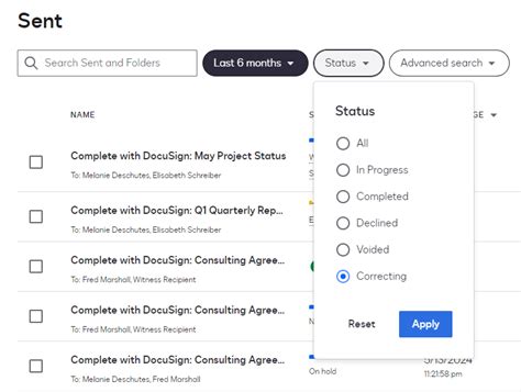 Locate Envelopes in Correcting Status