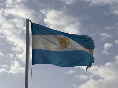 Argentina Flag Waving in the Wind on Sunny Day Stock Image - Image of fuego, pole: 269573111