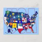 State Flags Map USA United States Flag Postcard | Zazzle