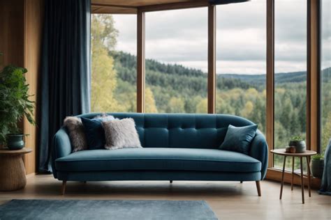 Blue Sofa Against Big Window Free Stock Photo - Public Domain Pictures