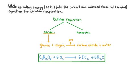 Question Video: Stating the Balanced Chemical Equation for Cellular ...