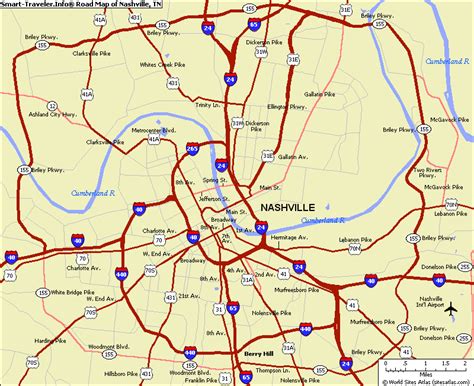 Nashville-Davidson Map - Travel - Map - Vacations - TravelsFinders.Com