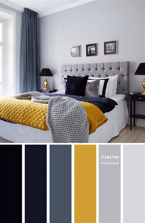 Grey Bedroom with Dark Blue & Mustard I Take You | Wedding Readings | Wedding Ideas | Wedding ...