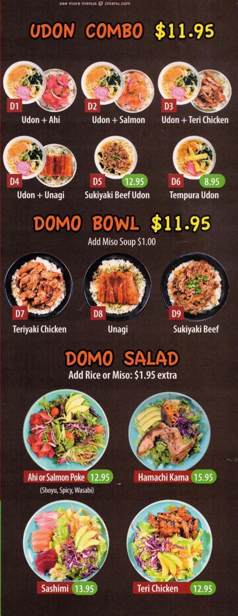 Online Menu of Domo Cafe Restaurant, Honolulu, Hawaii, 96817 - Zmenu