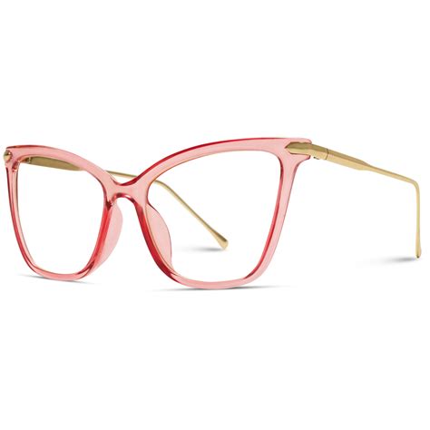 Kinsley - Oversized Pink Frame Clear Lens Glasses For Women. Affordable Oversized Cat Eye ...