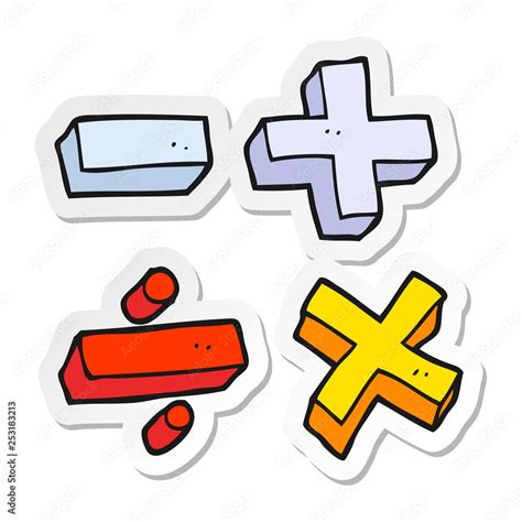 sticker of a cartoon math symbols Stock Vector | Adobe Stock