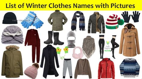 Winter Clothes Name in English | Most Common Winter Clothing | Winter ...