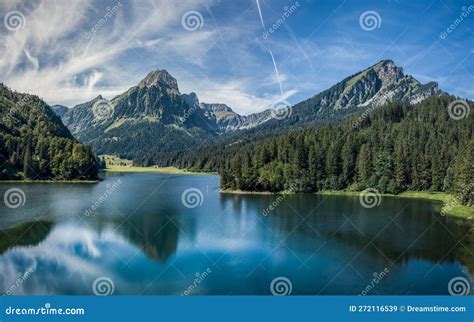 Alpine Lake Obersee in the Glarus Alps Mountain in the Glarnerland ...