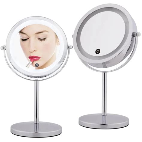 7 Inch 10x Magnifying Make up Mirror Touch Screen LED Lighted Makeup Mirror Dual 2 Sided 360 ...