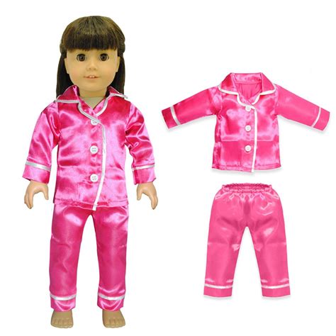 Doll Clothes - Pink Satin PJ's Pajama Set Outfit Fits American Girl Doll, My Life Doll, Our ...