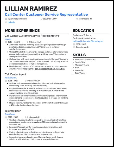 17 Call Center Representative Resume Examples for 2025