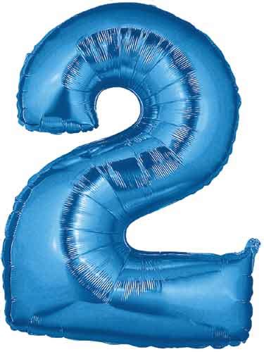 Number 2 Balloon, Large Blue Number 2 Balloon