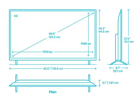 TCL 3-Series Roku Smart TV (49”) Dimensions & Drawings | Dimensions.com