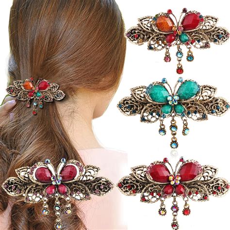 Girls woven hairpin styling tools crystal butterfly hairpin ladies tassel hairpin butterfly ...