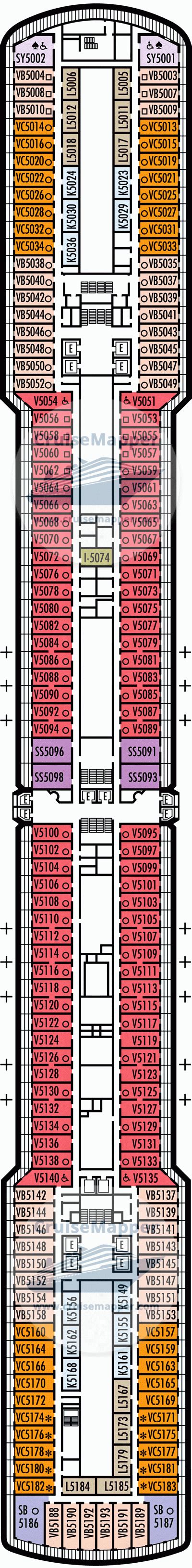 ms Eurodam deck 5 plan | CruiseMapper