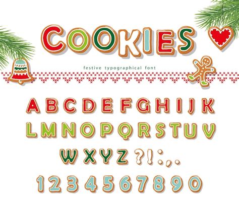 Premium Vector | Christmas gingerbread cookie font.