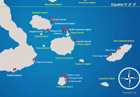 Diving map of the GALAPAGOS Islands showing water depth. | Galapagos islands, Galapagos, Map of ...