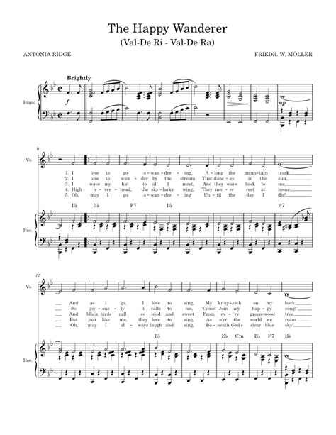 The Happy Wanderer Sheet music for Piano, Voice (other) (Piano-Voice ...