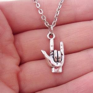 I Love You Necklace Sign Language Necklace Hand Charm - Etsy