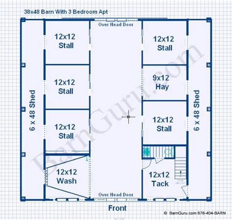 floor Plan - horse barn with 5 stall and 3 bedroom apt above | Horse Love | Pinterest | Stalls ...