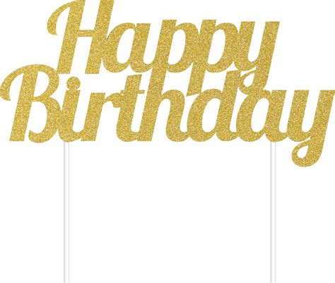 Gold Glitter Happy Birthday Cake Topper | Party City