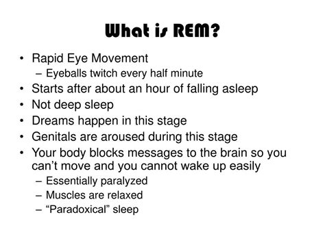 PPT - Rapid Eye Movement (REM) Sleep PowerPoint Presentation, free download - ID:4774481