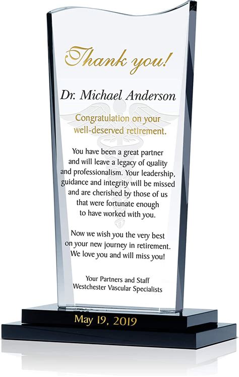 Amazon.com: Personalized Crystal Doctor Retirement Gift Plaque for Man ...