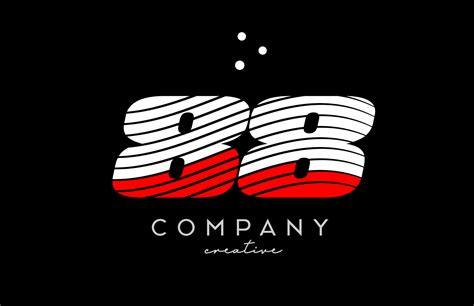 88 number logo with red white lines and dots. Corporate creative template design for business ...