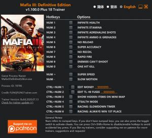 Mafia III: Definitive Edition Trainer - FLiNG Trainer - PC Game Cheats and Mods