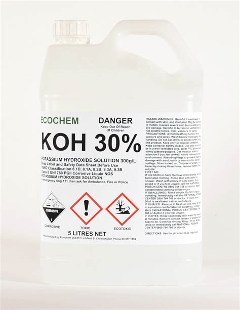 Potassium Hydroxide Solution 300g/l - Food Grade - Ecochem Limited