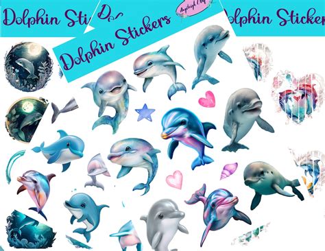 Adorable Dolphin Stickers That Can Be Used for Scrapbooking, Crafting ...