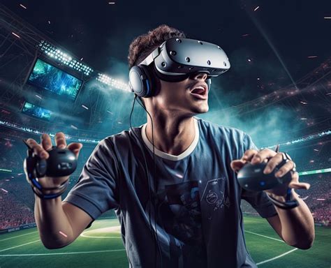 Premium AI Image | man is playing Mobile football game with Virtual ...