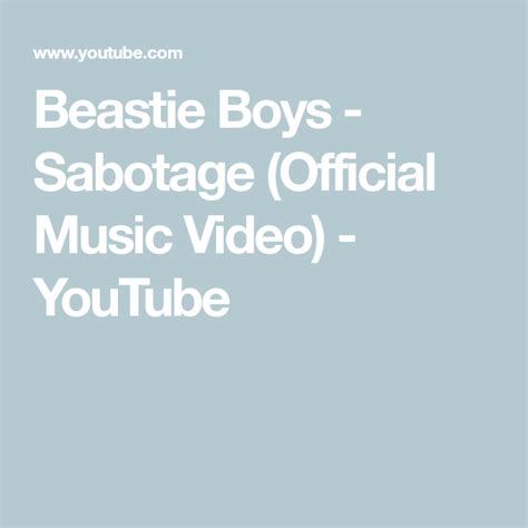 Beastie Boys - Sabotage (Official Music Video) - YouTube | Music videos ...