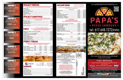 Our Menu – Papa's Pizza Company