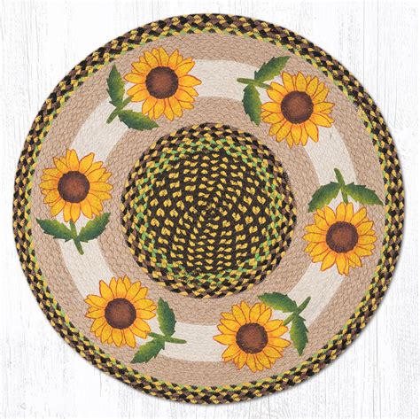 RP-593 Good Sunflower Round Rug | The Braided Rug Place