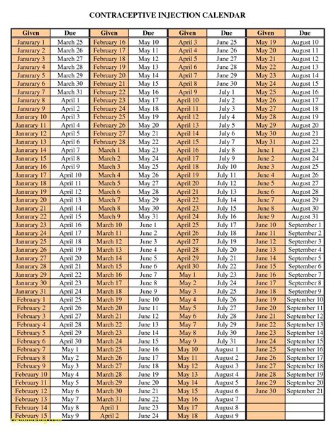 Depo Injection Schedule For A Whole Year